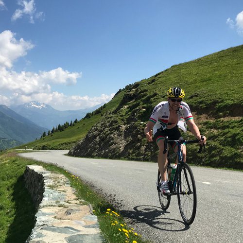 Cyclist on the Geneva to Nice ride.